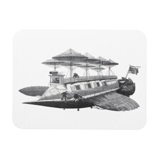 Vintage Science Fiction Steampunk Airship Eclipse Magnet (Horizontal)