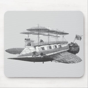 Vintage Science Fiction Steampunk Airship Eclipse Mousepad