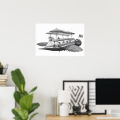 Vintage Science Fiction Steampunk Airship Eclipse Poster (Heimbüro)