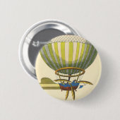 Vintage Science Fiction Steampunk Heißluftballon Button (Vorne & Hinten)