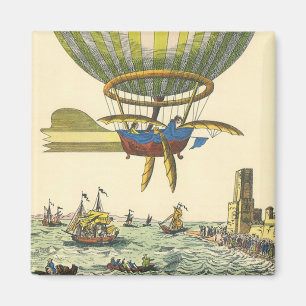 Vintage Science Fiction Steampunk Heißluftballon Magnet