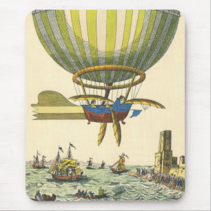 Vintage Science Fiction Steampunk Heißluftballon Mousepad