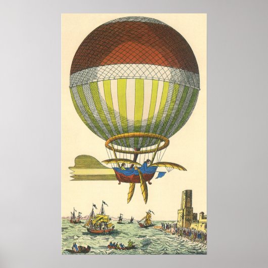 Vintage Science Fiction Steampunk Heißluftballon Poster (Vorne)