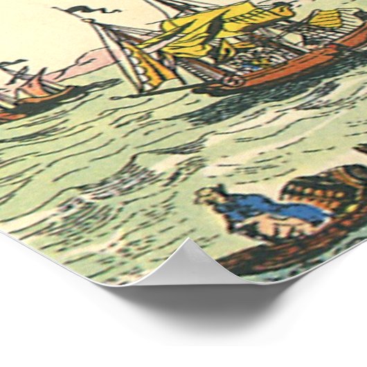 Vintage Science Fiction Steampunk Heißluftballon Poster (Ecke)