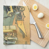 Vintage Science Fiction Steampunk Konvertible Car Küchentuch (Viertel Falte)