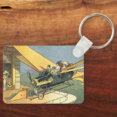 Vintage Science Fiction Steampunk Konvertible Car Schlüsselanhänger (Vorderseite)