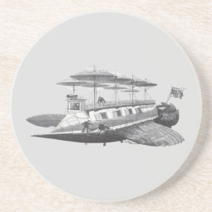 Vintage-Science-Fiction-Steampunk-Luftschiff-Eclip Getränkeuntersetzer
