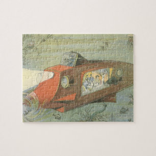 Vintage-Science-Fiction-Steampunk-U-Boot im Meer Puzzle
