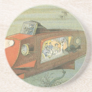 Vintage-Science-Fiction-Steampunk-U-Boot im Meer Untersetzer