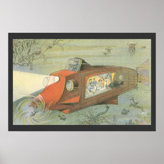 Vintage Science Fiction Steampunk U-Boot Poster (Vorne)