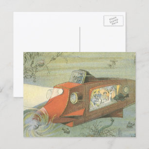 Vintage Science Fiction Steampunk U-Boot Postkarte