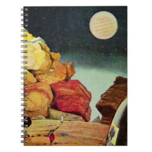 Vintage Science-Fiction-Steinbruch-Planet-Reisende Notizblock