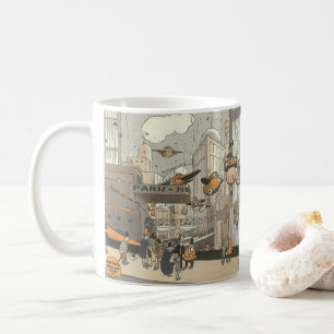 Vintage Science Fiction Urban Paris, Steam Punk Kaffeetasse