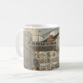 Vintage Science Fiction Urban Paris, Steam Punk Kaffeetasse (Vorderseite Links)