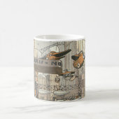 Vintage Science Fiction Urban Paris, Steam Punk Kaffeetasse (Mittel)