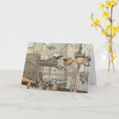 Vintage Science Fiction Urban Paris, Steam Punk Karte (Gelbe Blume)