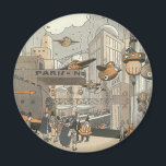 Vintage Science Fiction Urban Paris, Steam Punk Magnet<br><div class="desc">Vintage Abbildung Viktorianische Dampfpunk Science Fiction futuristische Reise und Transport Metropole Image. Die Stadt Paris,  Frankreich in der Zukunft mit persönlichen großen Flugzeug anstelle von Autos und der Gare du Nord Metro Bahnhof.</div>