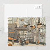 Vintage Science Fiction Urban Paris, Steam Punk Postkarte (Vorne/Hinten)