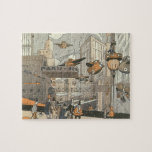 Vintage Science Fiction Urban Paris, Steam Punk Puzzle<br><div class="desc">Vintage Abbildung Viktorianische Dampfpunk Science Fiction futuristische Reise und Transport Metropole Image. Die Stadt Paris, Frankreich in der Zukunft mit persönlichen großen Flugzeug anstelle von Autos und der Gare du Nord Metro Bahnhof.</div>