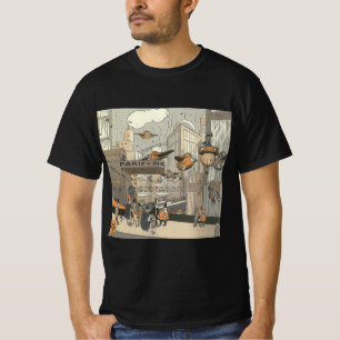 Vintage Science-Fiction Urban Paris, Steam Punk T-Shirt