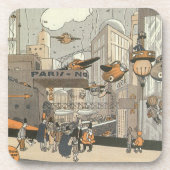 Vintage Science Fiction Urban Paris, Steam Punk Untersetzer (Vorderseite)