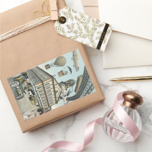 Vintage Science-Fiction, viktorianische Steam-Punk Rechteckiger Aufkleber