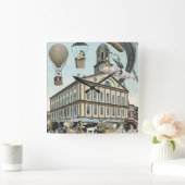 Vintage Science Fiction, Viktorianischer Dampfpunk Quadratische Wanduhr (Zuhause)