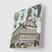 Vintage Science Fiction, Viktorianischer Dampfpunk Quadratische Wanduhr (Winkel)