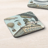 Vintage Science Fiction, Viktorianischer Dampfpunk Untersetzer (Linke Seite)