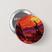 Vintage Science Fiction Vulkan Planet w Red Lava Button (Vorne & Hinten)