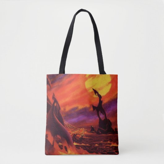 Vintage Science Fiction Vulkan Planet w Red Lava Tasche (Vorderseite)