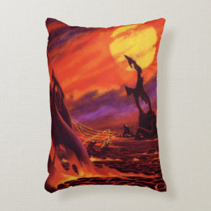 Vintage Science-Fiction Vulkanplanet mit roter Lav Dekokissen
