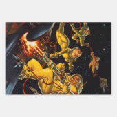 Vintage Science Fiction Weltraum Astronauten Canv Geschenkpapier Set (Vorderseite 2)