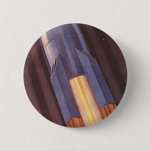Vintage Science-Fiction-Weltraumschiff-Raketen Button (Vorderseite)