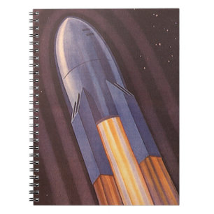 Vintage-Science-Fiction-Weltraumschiff-Raketen Notizblock