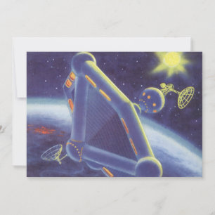 Vintage Science-Fiction-Weltraumstation auf Umlauf