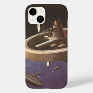 Vintage-Science-Fiction, Weltraumstation mit Plane Case-Mate iPhone 14 Hülle