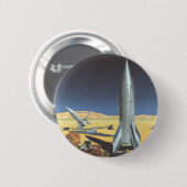 Vintage Science Fiction Wüstenplanet mit Raketen Button (Vorne & Hinten)