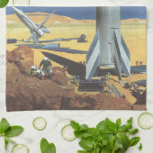 Vintage Science Fiction Wüstenplanet mit Raketen Handtuch (Gefaltet)