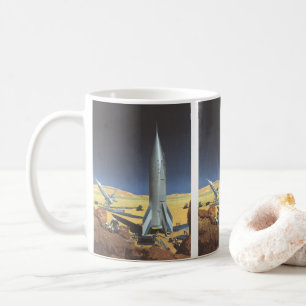 Vintage Science Fiction Wüstenplanet mit Raketen Kaffeetasse