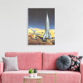 Vintage Science Fiction Wüstenplanet mit Raketen Leinwanddruck (Insitu (Wohnzimmer))