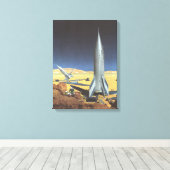 Vintage Science Fiction Wüstenplanet mit Raketen Leinwanddruck (Insitu (Holzboden))