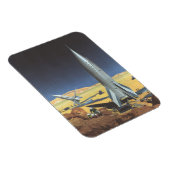 Vintage Science Fiction Wüstenplanet mit Raketen Magnet (Rechte Seite)