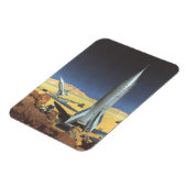 Vintage Science Fiction Wüstenplanet mit Raketen Magnet (Linke Seite)