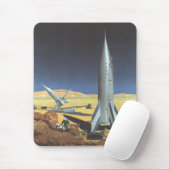 Vintage Science Fiction Wüstenplanet mit Raketen Mousepad (Mit Mouse)