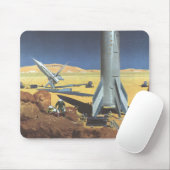Vintage Science Fiction Wüstenplanet mit Raketen Mousepad (Mit Mouse)