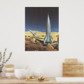 Vintage Science Fiction Wüstenplanet mit Raketen Poster (Küche)