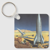 Vintage Science Fiction Wüstenplanet mit Raketen Schlüsselanhänger (Vorderseite)