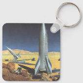 Vintage Science Fiction Wüstenplanet mit Raketen Schlüsselanhänger (Rückseite)