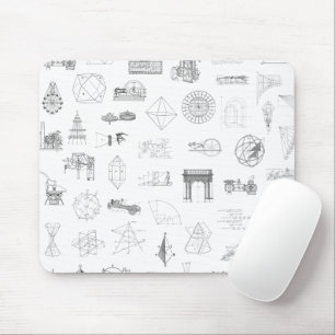 Vintage Science Illustrations Black White Pattern Mousepad